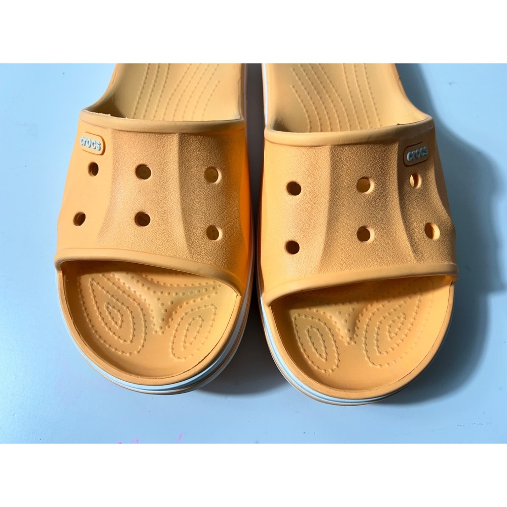 Crocs Women's 8 Men's 6 Orange Iconic Comfort Slip On Classic Sandals Logo - Picture 4 of 11